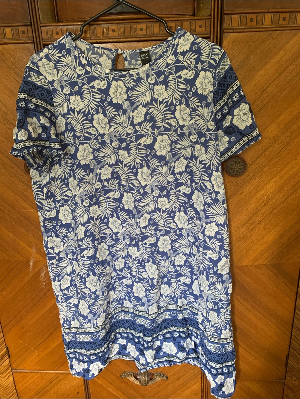 Emery Rose Blue & White Floral Shift Dress